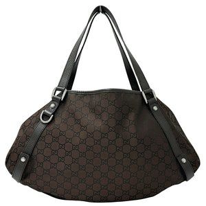 Gucci Women's Tote/Shoulder Bag in GG Nylon "Abby" Dark Brown (293578)